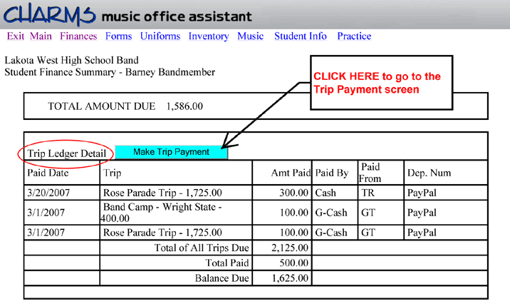 Charms Trip Payments